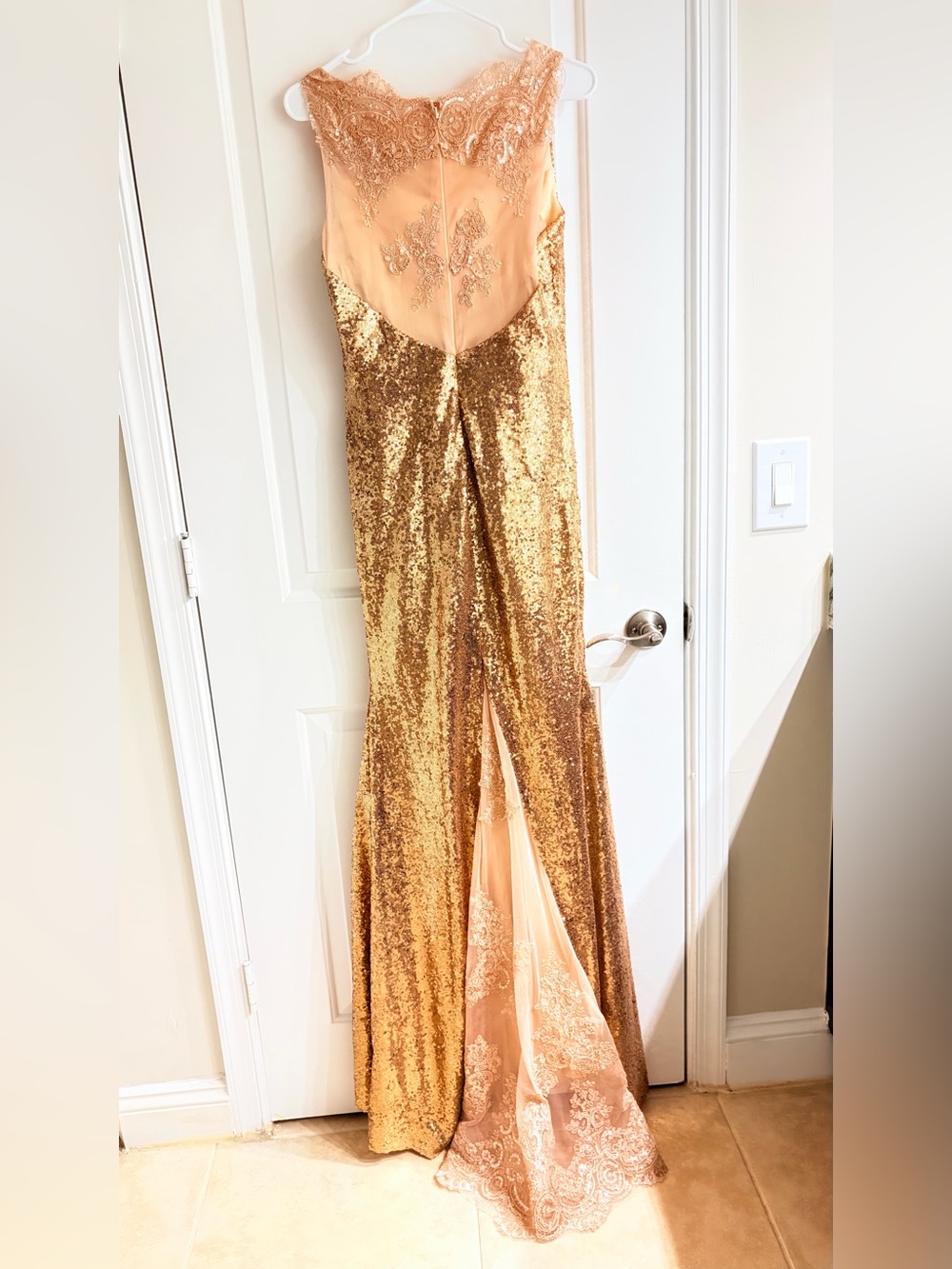 Gold Sequin Maxi Dress - Elegant Evening Gown - Picture 9 of 13